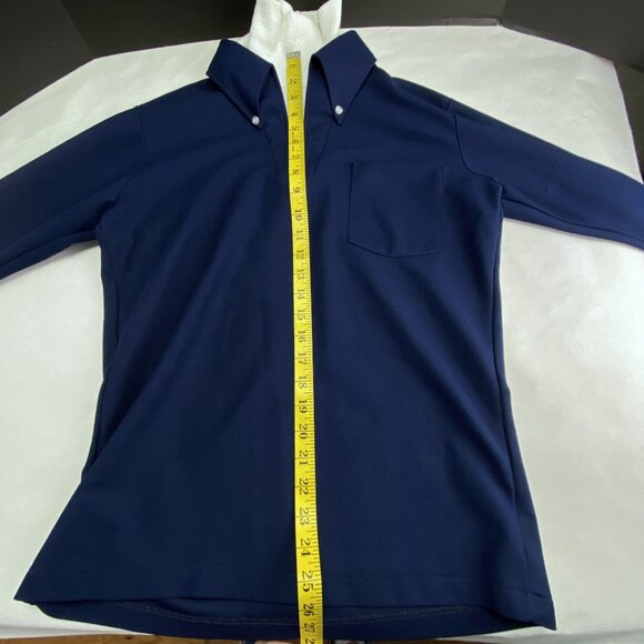 Vintage David Homison Turtleneck Mod Long Sleeve Shirt Mens Medium Navy Blue - Picture 10 of 11